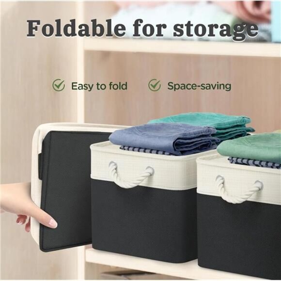 Fabric Storage Baskets for Shelves | Closet Storage Bins | Linen Cloth Baskets - Picture 6 of 8